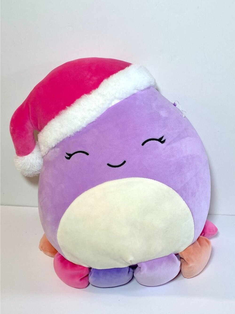 Squishmallows 16" Beula Purple Octopus with Christmas Santa Hat Holiday